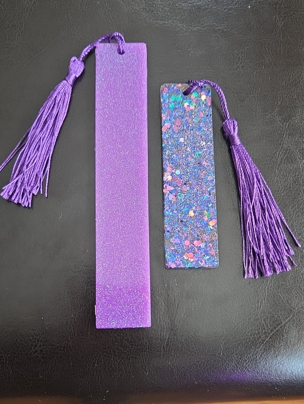 💜Handmade-Purple Glitter Tassel Bookmark Set